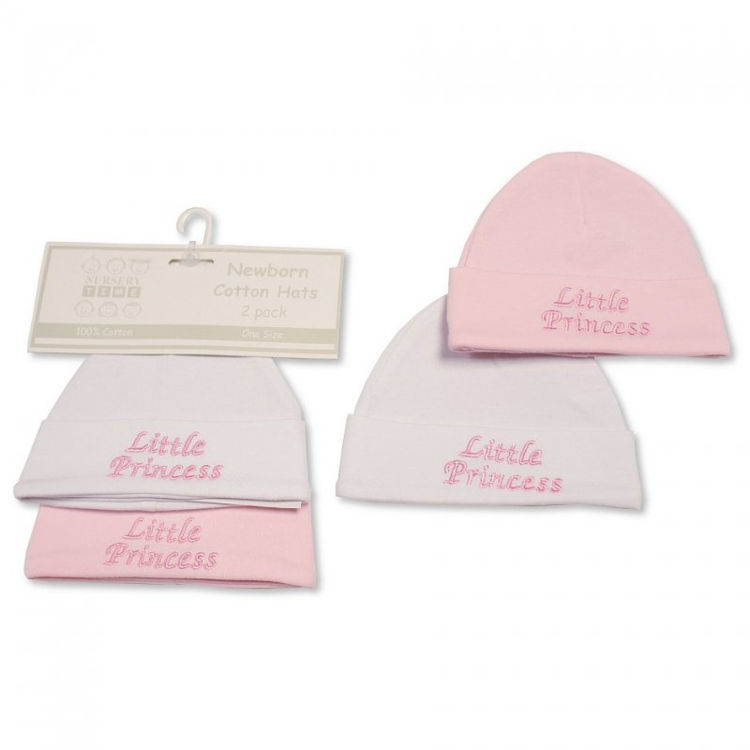 Picture of BW-0503-0473: BABY GIRLS HATS 2-PACK - LITTLE PRINCESS